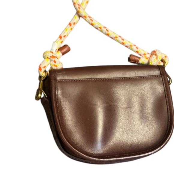 J. Crew Classic Small Saddle Bag in Brown Leather Cross Body Outside Pocket EUC - Picture 10 of 17